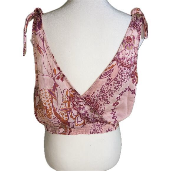 Free People Intimately Weekend In Montauk Floral Cropped Top Sz M Boho, Stretchy - Picture 2 of 6